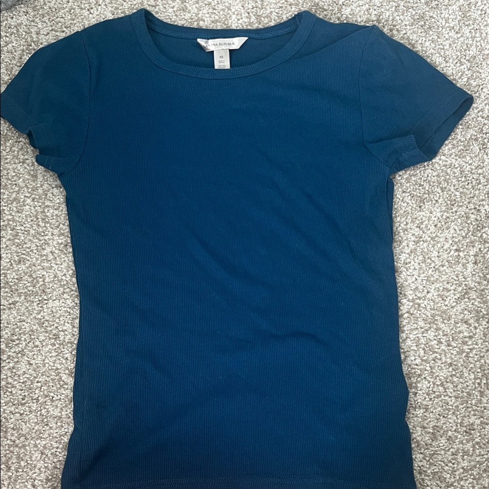 Banana Republic Deep Blue Ribbed T-Shirt